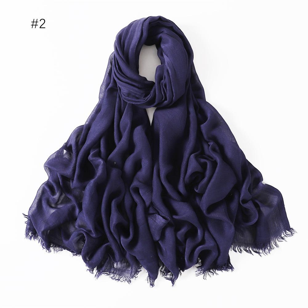 Fashion Muslim Cotton Rayon Modal Hijab For Women Headscarf Long Shawls Islam Hijab Turbans Head Wrap Solid Fringe Scarves