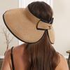 Summer Beach Sun Hat For Women Portable Folding Wide Brimmed Straw Hat Fashion Bow Shaped Hollow Top Straw Hat Girls Bucket Hats
