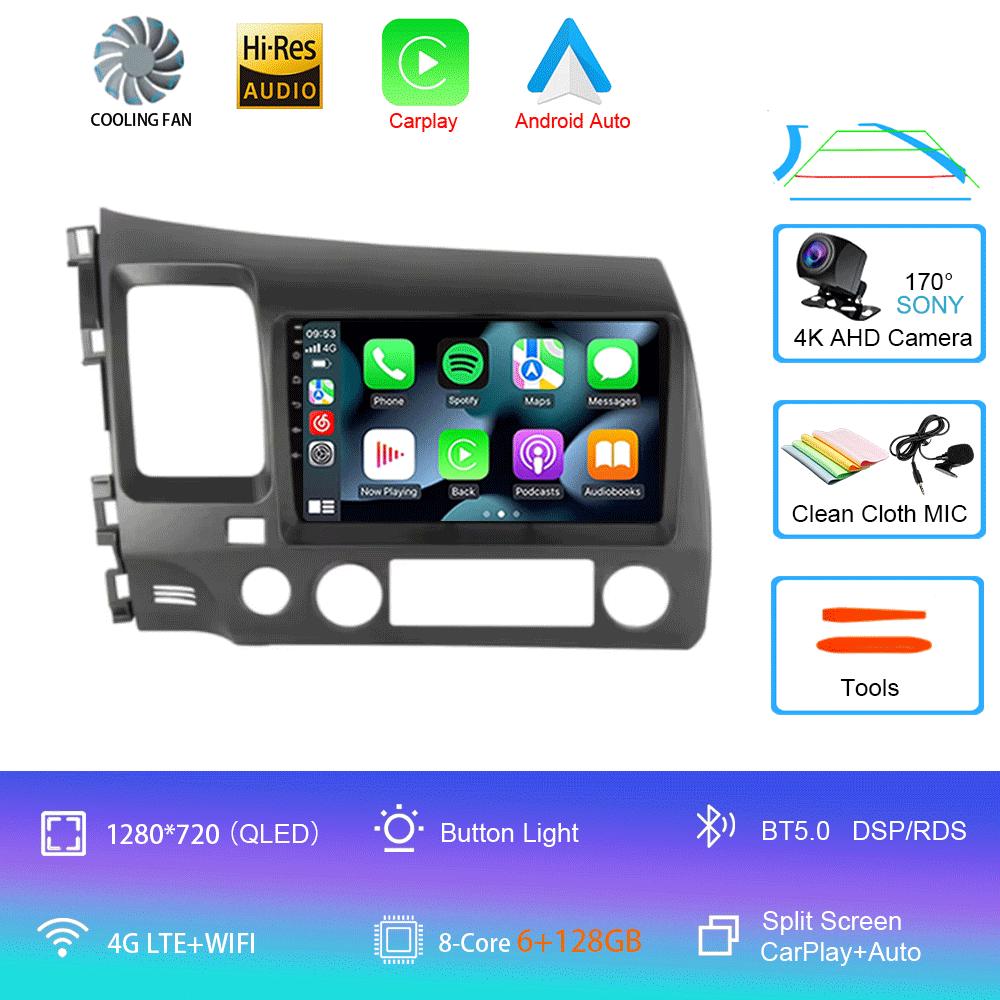 Автомобильный стерео радио Android 14 для Honda Civic 8th 8gen 2005 2006 2007 2008 2009 2010 2011 мультимедиа беспроводной carplay android auto