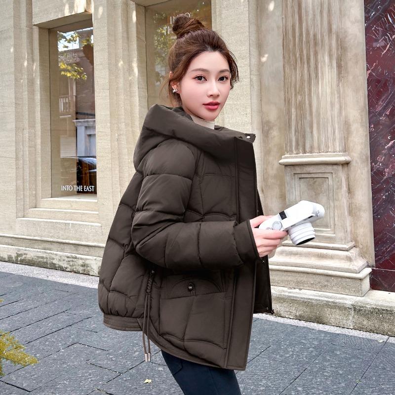 Зимняя новая хлопковая куртка женская с капюшоном универсальная модная простая хлопковая свободная хлопковая куртка