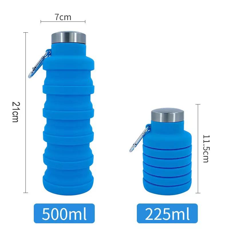 Foldable Silicone Water Bottle Collapsible Drink Bottle for Travel Gym Camping Hiking Lightweight Athletic Bottle with Carabiner