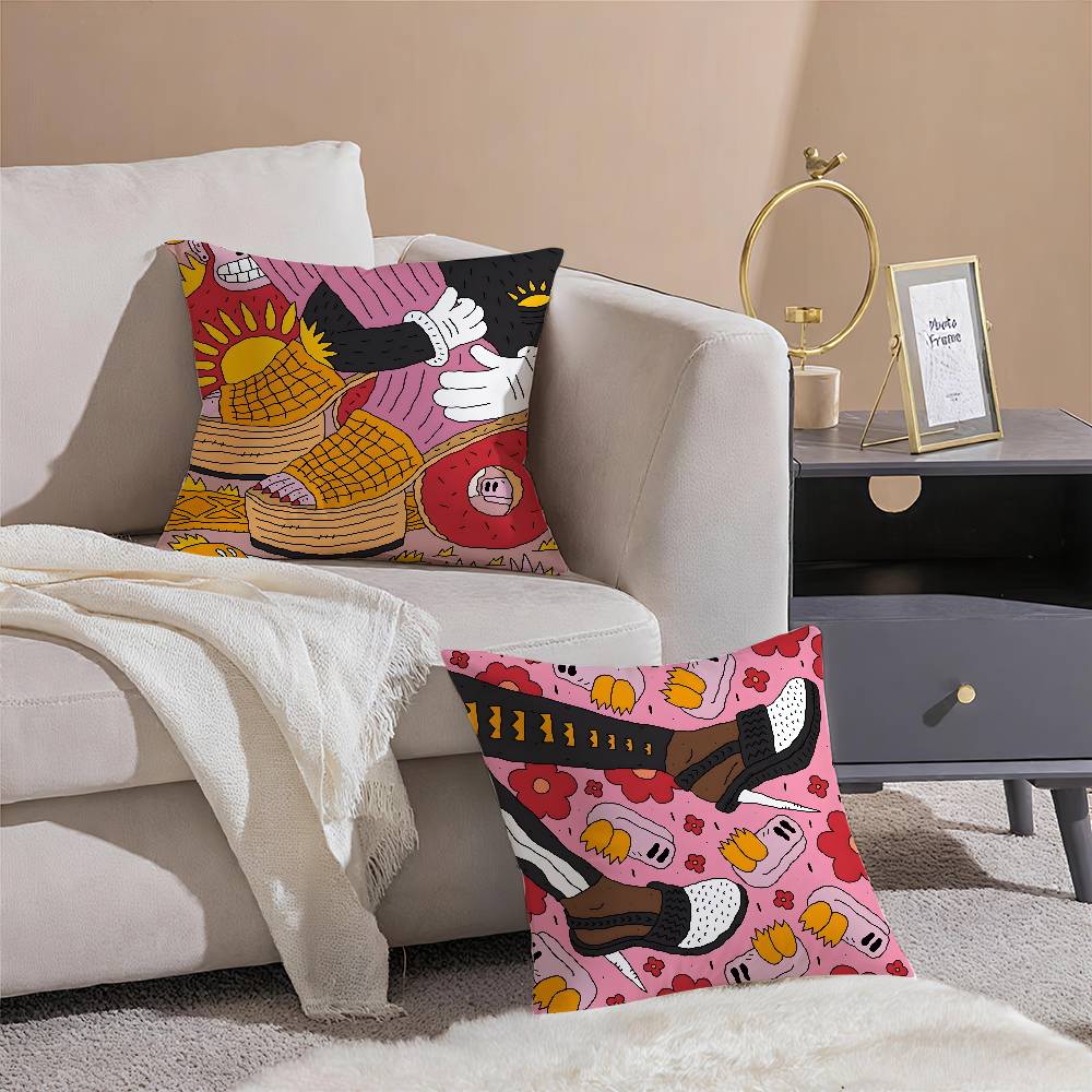 Фэнтези И Креативная Обувь Иллюстрация Наволочка Комфорт Диван-Кровать Шелковистая элегантная Невидимая молния Декоративный чехол для подушки