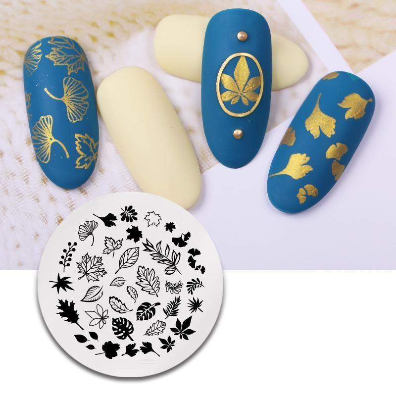 Штамповочные пластины для дизайна ногтей, листья, цветы, трафареты из нержавеющей стали, инструменты для штамповки изображений для ногтей, маникюрные инструменты