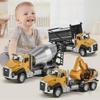 Alloy Construction Vehicle Set for Kids Ages 3-6: Mixer, Excavator, Dump Truck