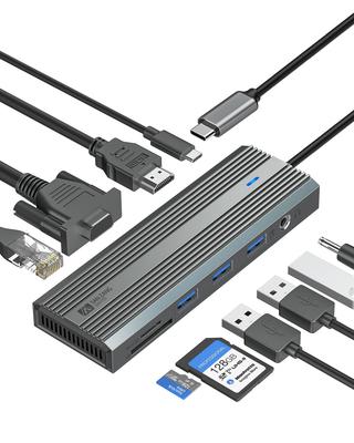 ХАБ SAN ZANG MASTER LAN 100 Вт 3 USB совместим с и другими USB-C 10-в-1 USB-C HDMI4K@30HZ, порт, PD, USB-A 3.0, MacBook/Steam Deck/iPad/Surface