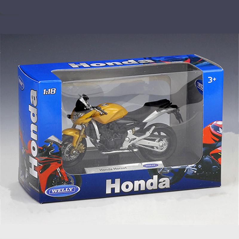 Welly 1/18 HONDA Hornet Сплав Спортивный Мотоцикл Модель Литые под давлением и Игрушка Металлический Уличный Мотоцикл Игрушки Коллекция Автомобилей Детские Подарки
