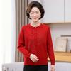 Пожилой Новый год Вечный Новый год Вечный Бургундский Вязаный Базовый Свитер Новый Китайский Стиль Свитер для Мамы