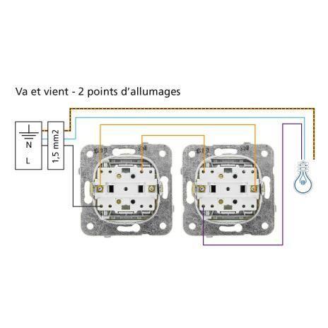 Va et vient - VIKO - Fumé - Mécanisme + Bouton - Encastré - Bornes automatiques