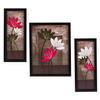 3 Pc Set of Floral Paintings Without Glass 5.2 X 12.5, 9.5 X 12.5, 5.2 X 12.5 Inch-Multicolour