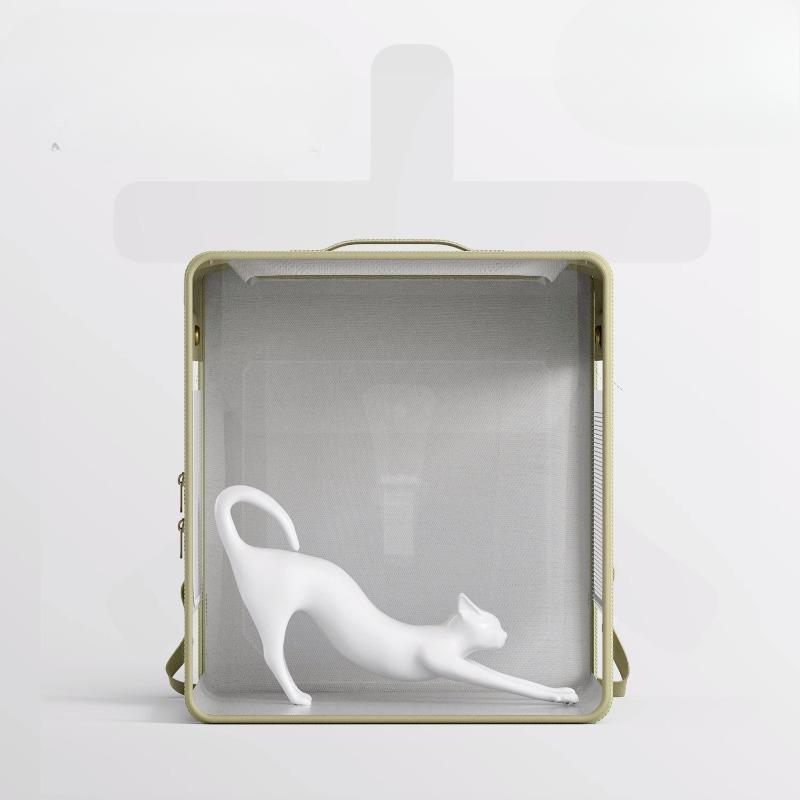 Large Capacity Pet Suitcase with Adjustable Portable Travel Cat Bag Breathable Cat Stroller Waterproof PU Cats Box for Outdoor