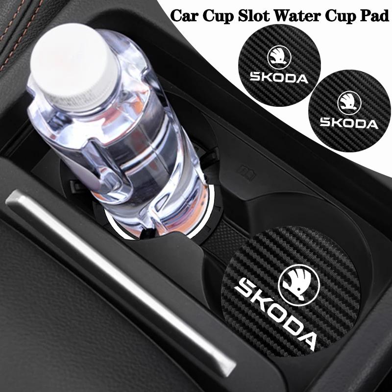 AAABT1 2Pcs Car Coaster Water Cup Mat Non-Slip Pad For New Skoda Octavia Kodiaq Fabia Superb Karoq Yeti Rapid Mk3 Vrs