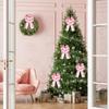 2 PCS Christmas Wreath Bows White Pink Burlap Bows Xmas Snowflake Craft Bows for Front Door Winter Christmas Decoration