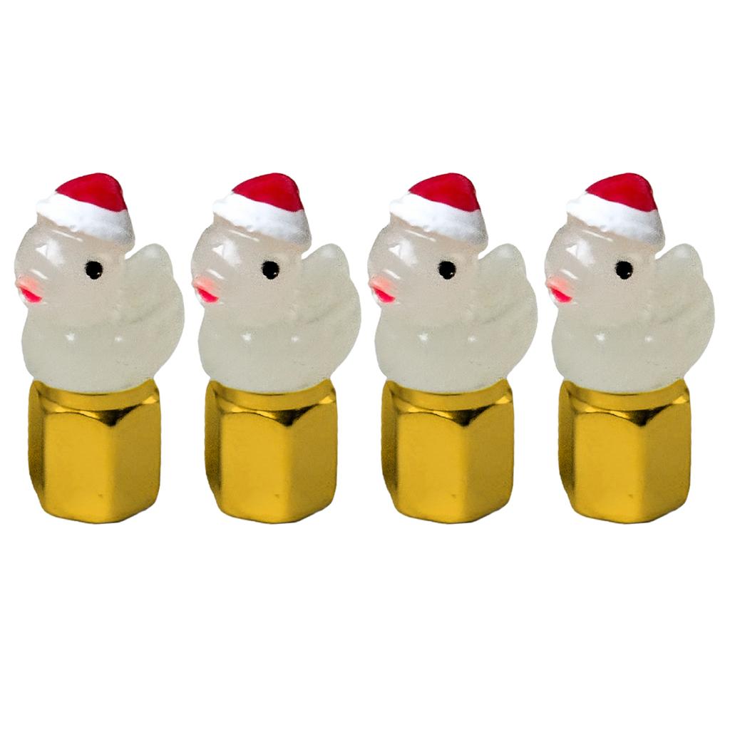 4Pcs Christmas Duck Glow in The Dark Tire Valve Caps Auto Tire Valve Stem Caps Tire Air Valve Caps for Cars Motorcycles Bicycles