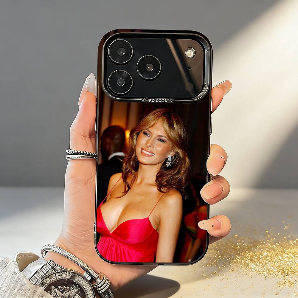 Fashion Model Melania First Lady Phone Case For iPhone17,16,15,14,13,12,11,Pro,MAX Gray Matte Silicone Black Cover