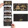 Black And Gold-Edged Birthday Gift Envelope With 6 Cash Slots And A Self-Sealing Design, Suitable For Both Cash And Cards