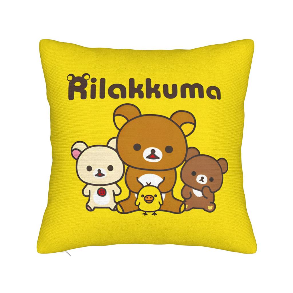 Мультяшная наволочка для подушки Rilakkuma Мультяшный медведь Полиэстер Подушка-плед Забавная наволочка
