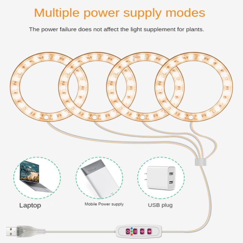 Светодиодный светильник полного спектра для выращивания комнатных растений, регулируемая по высоте лампа для выращивания ангельских колец с автоматическим таймером, идеально подходящая для освещения небольших растений