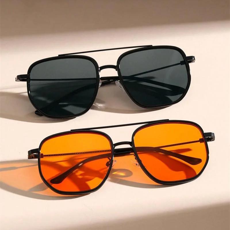 Trendy Square Sunglasses Fashion Vintage Double Bridge Casual Sun Glasses Women Stylish Oversized Brand Design Shades