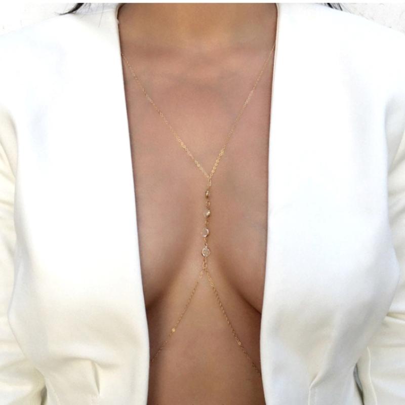 2021 Summer Sexy Body Beach Chain Bikini Crossed Waist Belly Slim Chest Chain Harness Bra Halter Sequins for Women Body Jewelry