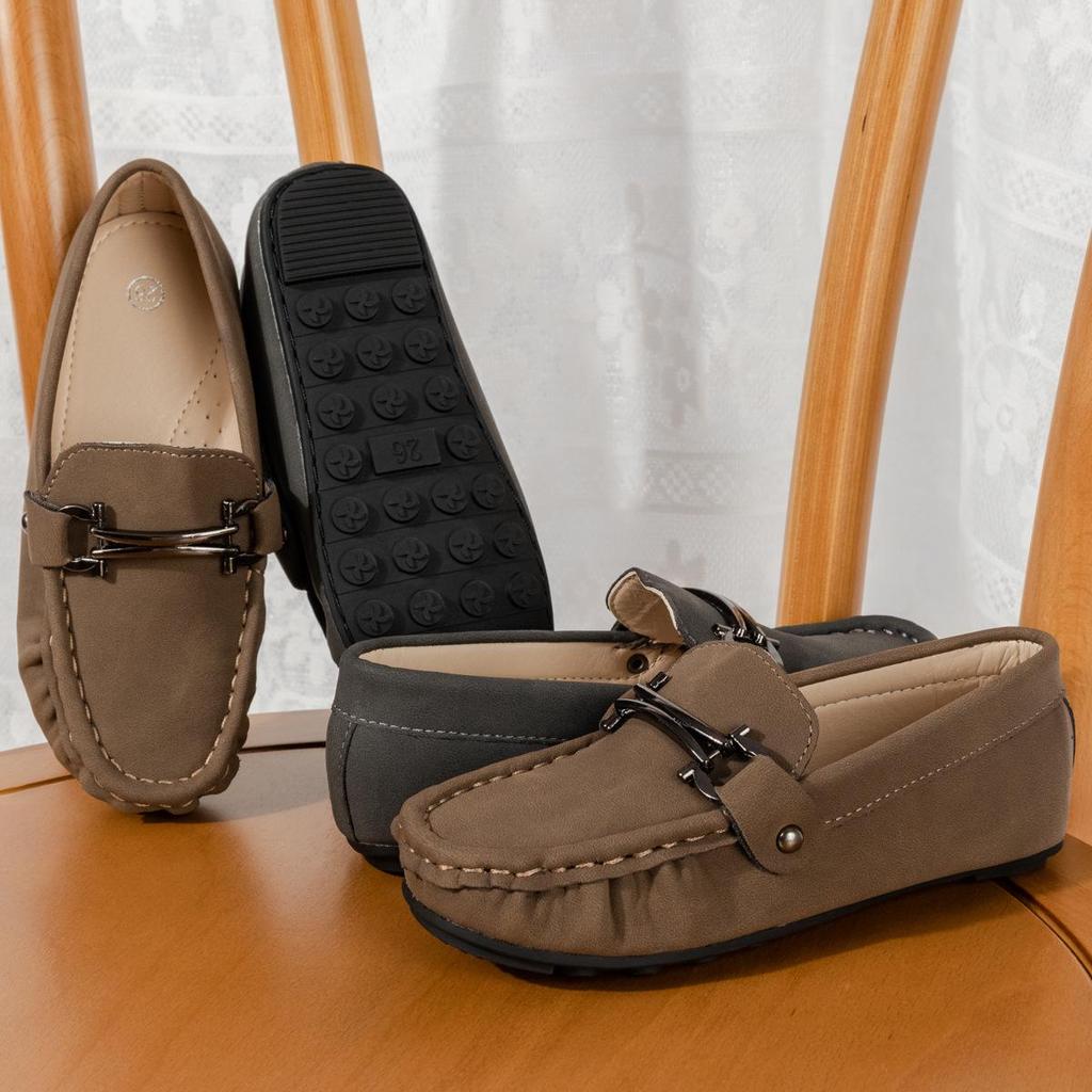 Модные повседневные кожаные туфли для мальчиков в корейском стиле с нескользящей подошвой - мягкая подошва, удобные для осени и зимы