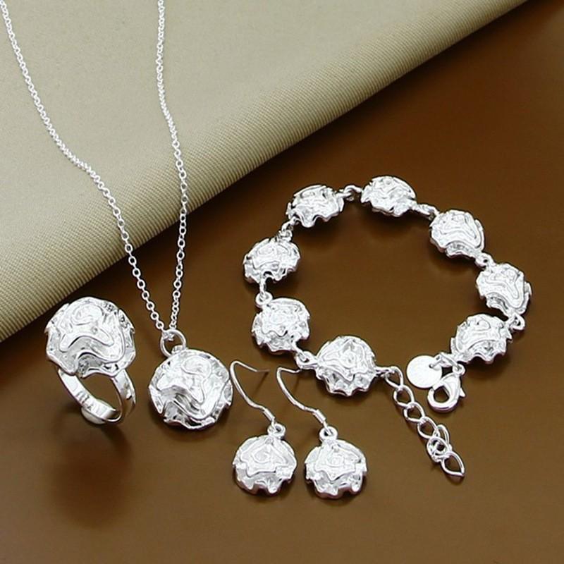 Korean Silver-Plated Rose Four-Piece Set - Hot Selling