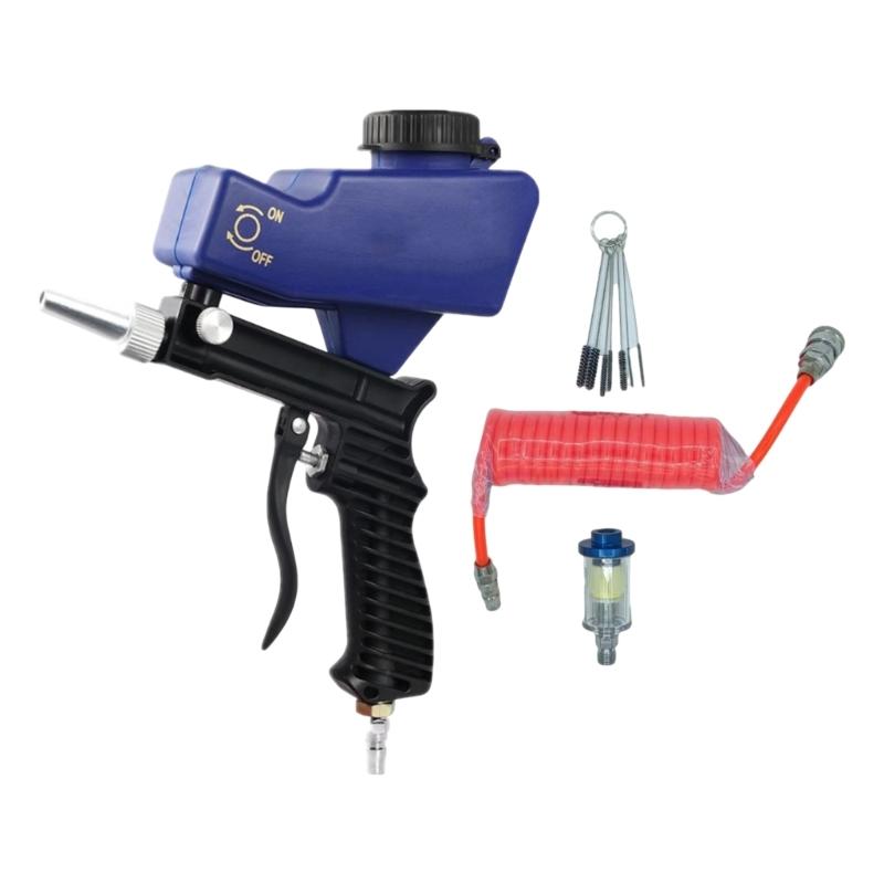 Gravitys Pneumatic Sandblasting Guns Sand Blasters Kit with Adjustable Pressure for DIY Projects and Surfaces Cleaning