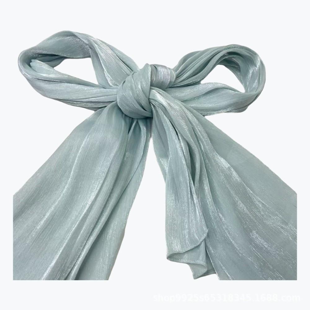 Fashion Solid Color Silk Scarf Chiffon Long Sunscreen shawl Soft Shining Ramadan Long Scarf Outdoor