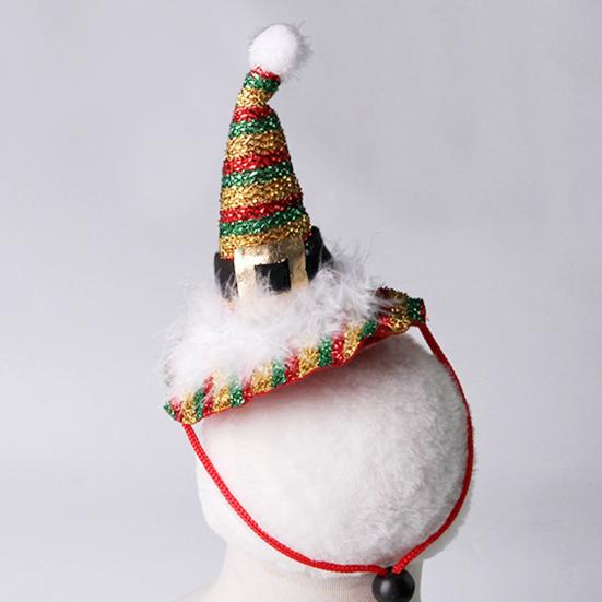 Кошачья рождественская шляпа Питомец Блестящая золотая рождественская шляпа Шляпа для щенка с перьями для кошек и маленьких собак Реквизит для фото Праздничный наряд