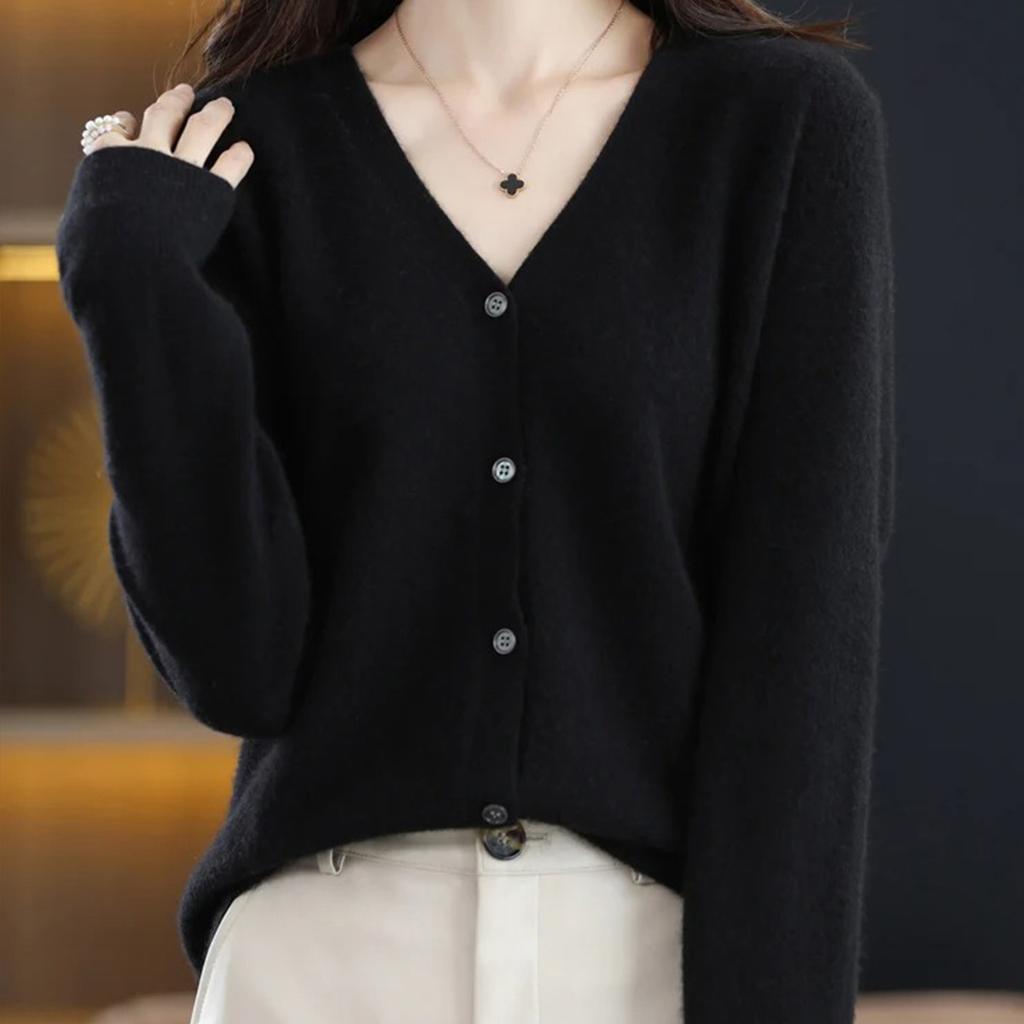 Женский трикотаж с V-образным вырезом, однобортный, на пуговицах, пуловеры, свитера женские, осень-весна, с длинным рукавом, короткие, маленькие, свежие, верхняя одежда, трикотажные кардиганы, топы