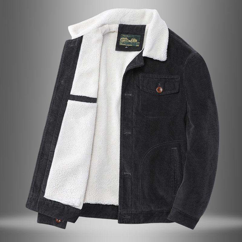 Corduroy Jacket Men 'S Autumn And Winter Loose Wild Plus Velvet Suit Jacket Men 'S Business Casual Suits