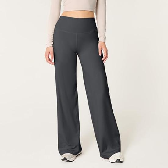 Женские расклешенные брюки с высокой талией, однотонные прямые брюки, однотонные прямые брюки с утягивающим эффектом для йоги