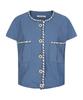 MAREMONTE Contrast Line Short Sleeve Blouse_M235Mbl34S0