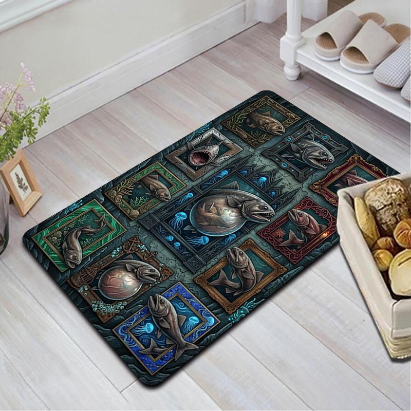 Sea Creatures Gallery Pattern Rug Floor Mat for Living Room or Bedroom Soft and Comfortable Carpet a Gift for Birthday and Holiday.