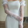 Korean Style Wedding Long Sleeves Solid Color Pleated Lace Arm Covers Bridal Arm Sleeves  Female