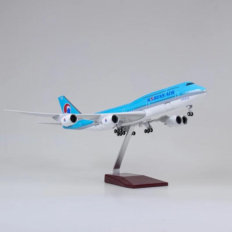 Новый 1/160 Самолет Korean Air 747 B747-8 Авиакомпания Гражданский Авиалайнер Модель Светодиодная Подсветка Шасси 47СМ Модель Самолета Подарки Дисплей