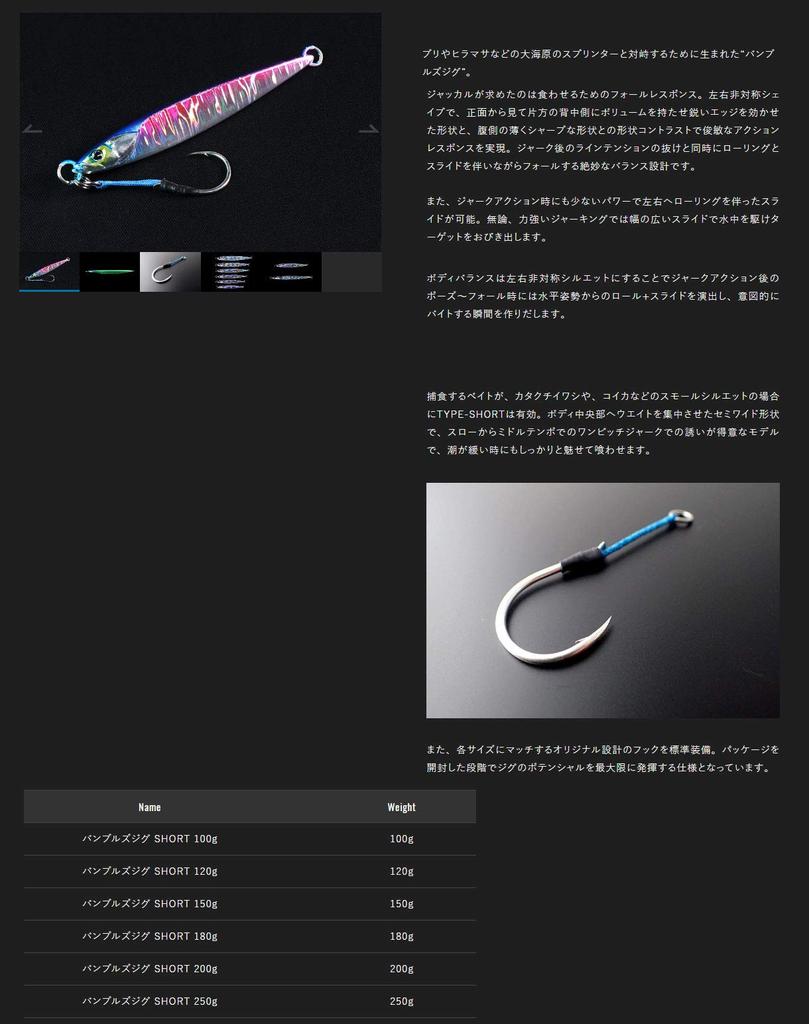 JACKALL Metal Jig Bumbles Jig Short 180g G203 Gray Metallic Magma