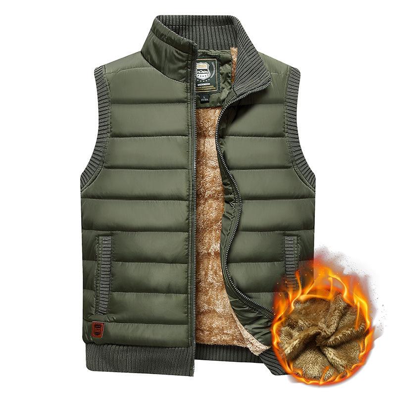 Autumn and Winter Men's Casual Vest Plus Velvet Stand Collar Plus Size Warm Vest Jacket Men's Clothing