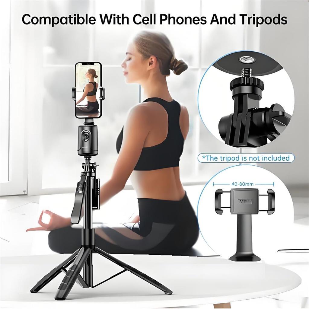 Smart Facial Phone Tripod, 360° Rotation Hands-Free Auto Face Tracking Tripod, Gesture Control & No App, Retractable Phone Stand For Vlogging, Li