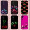 Чери Вишня Фрукт Чехол для Телефона Для Samsung S24,S21,S22,S23,S30,Ultra,S20,Plus,Fe,Lite,Note,10,9,5G Черный Мягкий Чехол