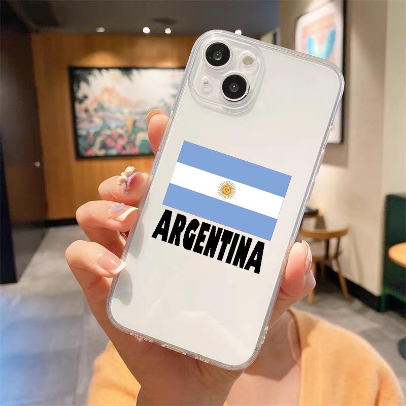 Argentina Flag Soccer 10 Shockproof Clear Phone Case For iPhone 14 13 12 11 Pro Max 7 8 Plus X XR XS Max SE 2022 Silicone Cover