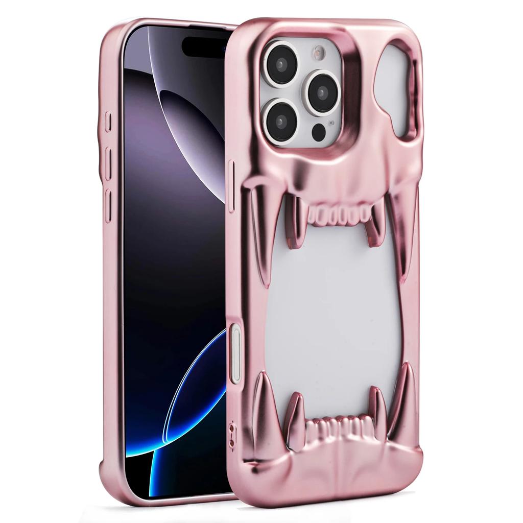 Полый скелет Зуб тигра Трехмерный пластиковый чехол для телефона для IPhone 16E 16 Pro Max 15 14 Plus 13 12 11 Защитная крышка