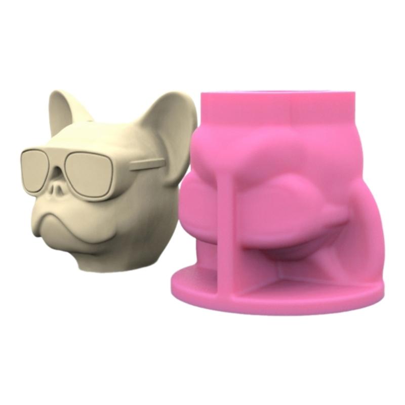 Dog Head Flower Pots Mold Epoxy Resin Molds Pen Holder Candle Holder Cement Planter Silicone Mould Home Decorations