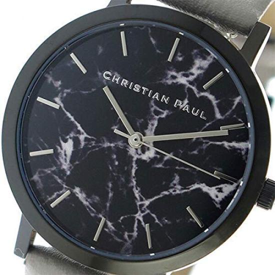 35mm Black Marble Marble Pattern Black Case Gray Leather MBB3502 Watch [Christian Paul] (MAR-23) [Item]