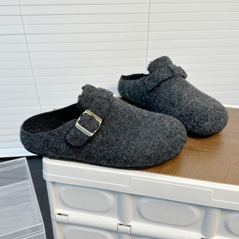 Frosted Leather Velvet Women's Winter New One-pedal Warm Fluffy Slippers Bag Head Half Drag