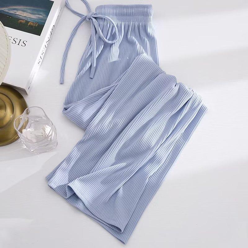Girls Summer Solid Color Ice Silk Draped Wide Leg Pants for Middle and Large Children High Waisted Loose Soft Pants