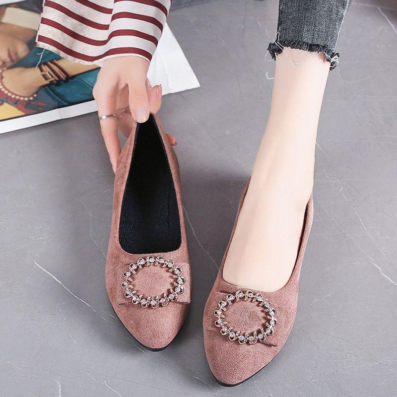 Женские туфли-лодочки Офисные с острым носком Низкий каблук Элегантные со стразами Женская обувь Оптом 39 Нескользящие Отпуск Шик на обуви Повседневные