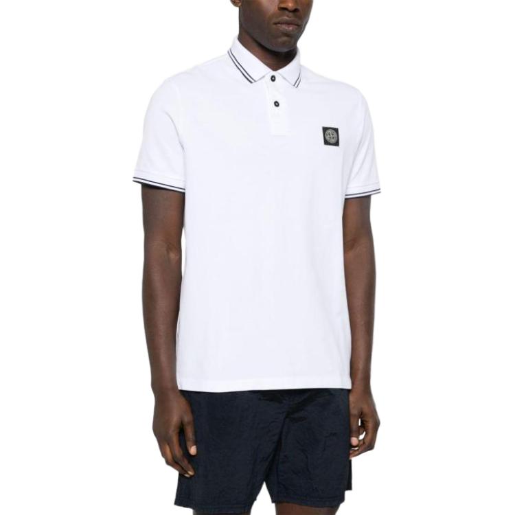 STONE ISLAND Мужская футболка поло приталенного кроя с логотипом Ss25, белая K1S1522002-SCS0018-V1001