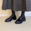 Sheepskin Version~ New Retro Thick-heeled Loafers, Women's One-pedal Round-headed Single Shoes, Genuine Leather Commuting Lazy Small Leather Shoes