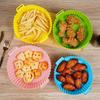 1PC 20cm Air Fryer Silicone Baking Tray Mat High-Temperature Circular Resistant Foldable Food Grade Double Ear Baking Tray