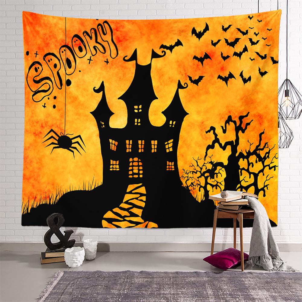 Хэллоуин страшная тыква ведьма летучая мышь принт гобелен потолок дома гостиная спальня настенный декор 230x180 см